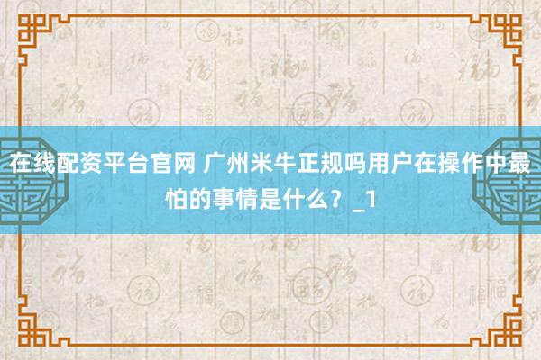 在线配资平台官网 广州米牛正规吗用户在操作中最怕的事情是什么？_1