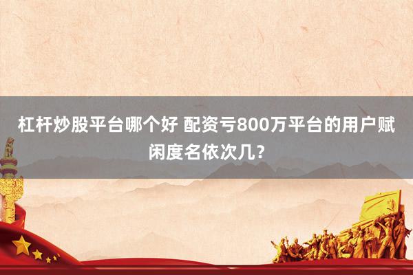 杠杆炒股平台哪个好 配资亏800万平台的用户赋闲度名依次几？