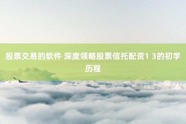 股票交易的软件 深度领略股票信托配资1 3的初学历程