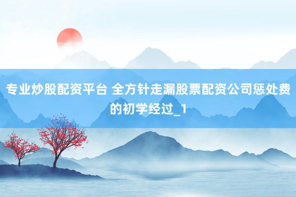 专业炒股配资平台 全方针走漏股票配资公司惩处费的初学经过_1